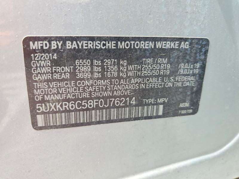 57497436 :رقم المزاد ، 5UXKR6C58F0J76214 vin ، 2015 Bmw X5 مزاد بيع