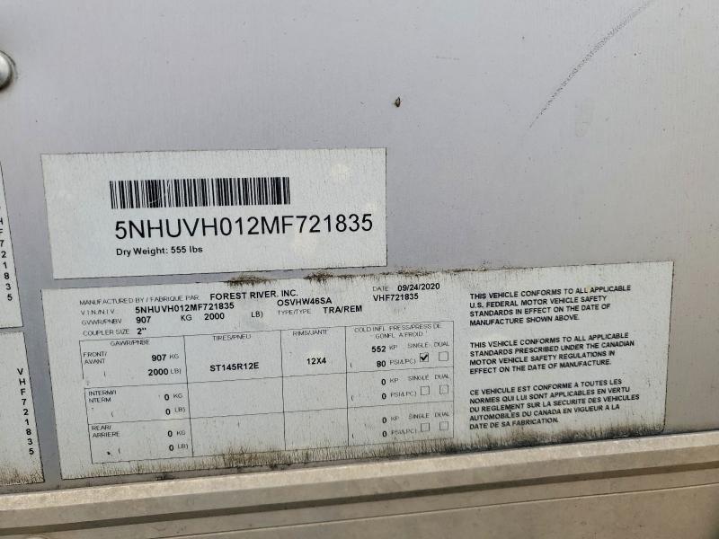 85965295 :رقم المزاد ، 5NHUVH012MF721835 vin ، 2021 Continental Cargo Trailers مزاد بيع