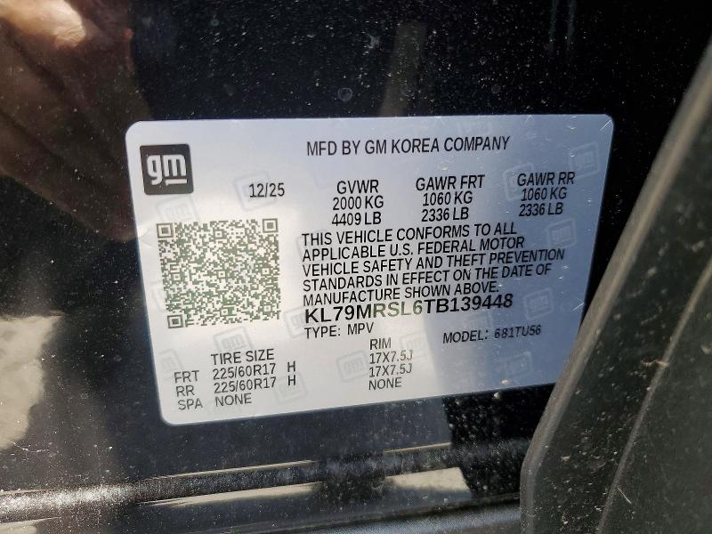 Aukcja sprzedaży 2026 Chevrolet Trailblazer, vin: KL79MRSL6TB139448, numer aukcji: 56181636