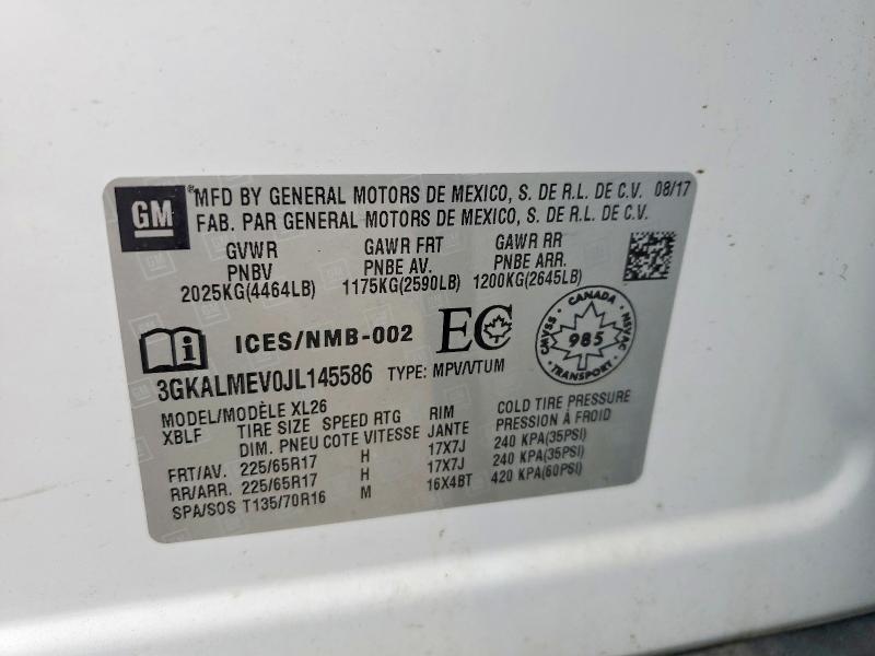 2018 Gmc Terrain მანქანა იყიდება აუქციონზე, vin: 3GKALMEV0JL145586, აუქციონის ნომერი: 56236736