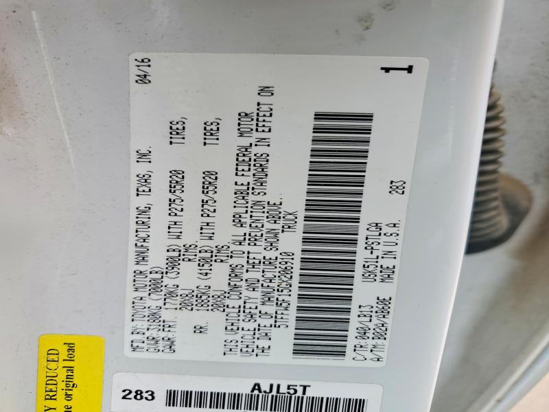 Продажа на аукционе авто 2016 Toyota Tundra, vin: 5TFFW5F15GX206910, номер лота: 58040886