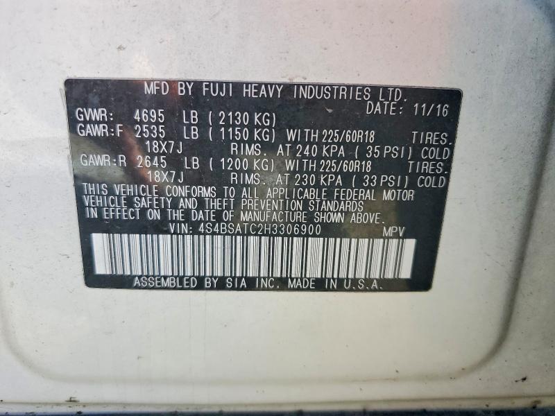 Aukcja sprzedaży 2017 Subaru Outback, vin: 4S4BSATC2H3306900, numer aukcji: 57936746
