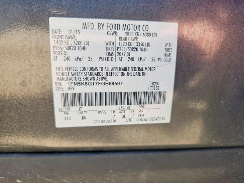 Aukcja sprzedaży 2015 Ford Explorer, vin: 1FM5K8GT7FGB68597, numer aukcji: 56660706