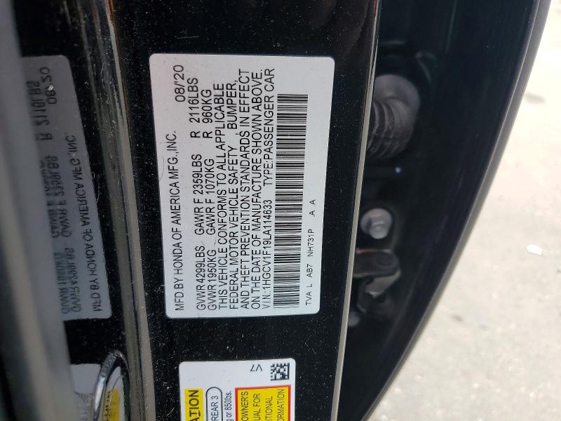 Aukcja sprzedaży 2020 Honda Accord, vin: 1HGCV1F19LA114633, numer aukcji: 56871436