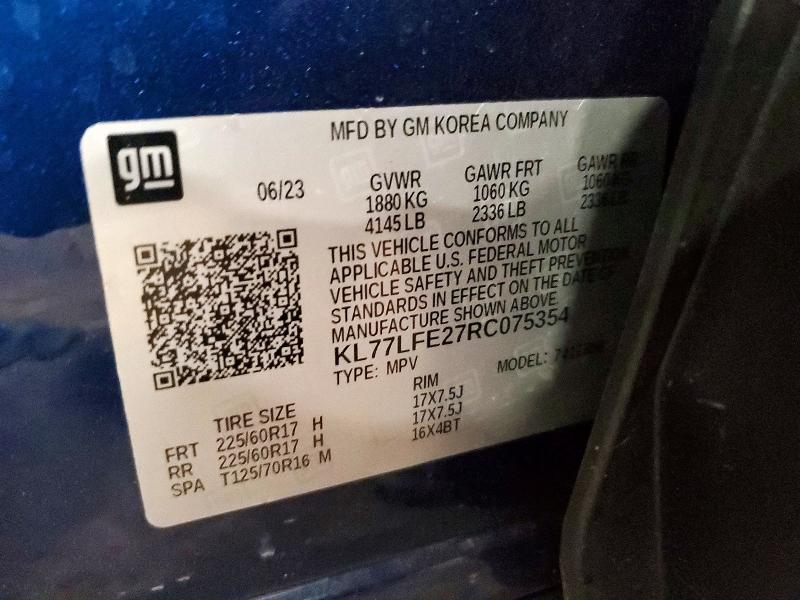 Продажа на аукционе авто 2024 Chevrolet Trax, vin: KL77LFE27RC075354, номер лота: 56612866