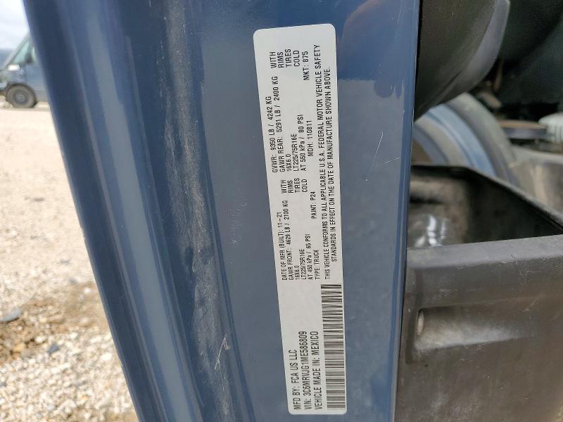 Продаж на аукціоні авто 2021 Ram Promaster 3500, vin: 3C6MRVJG1ME586809, номер лоту: 56535686
