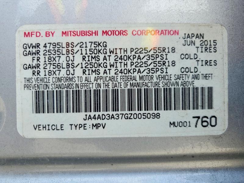 Продаж на аукціоні авто 2016 Mitsubishi Outlander, vin: JA4AD3A37GZ005098, номер лоту: 54646416
