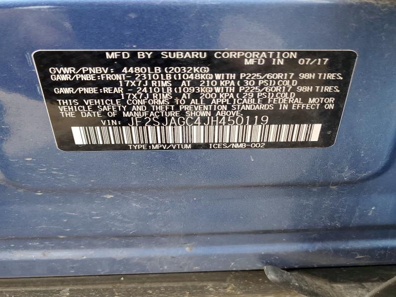 Продажа на аукционе авто 2018 Subaru Forester, vin: JF2SJAGC4JH450119, номер лота: 55403196