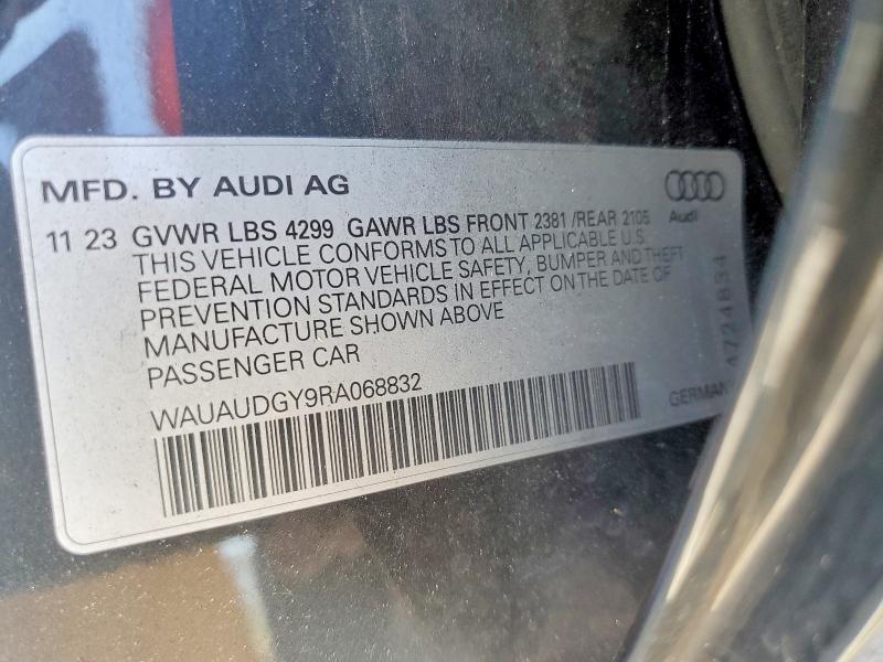 58883246 :رقم المزاد ، WAUAUDGY9RA068832 vin ، 2024 Audi A3 مزاد بيع