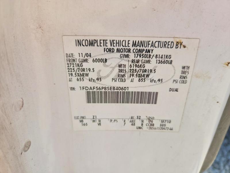 2005 Ford F550 მანქანა იყიდება აუქციონზე, vin: 1FDAF56P85EB40601, აუქციონის ნომერი: 58112456