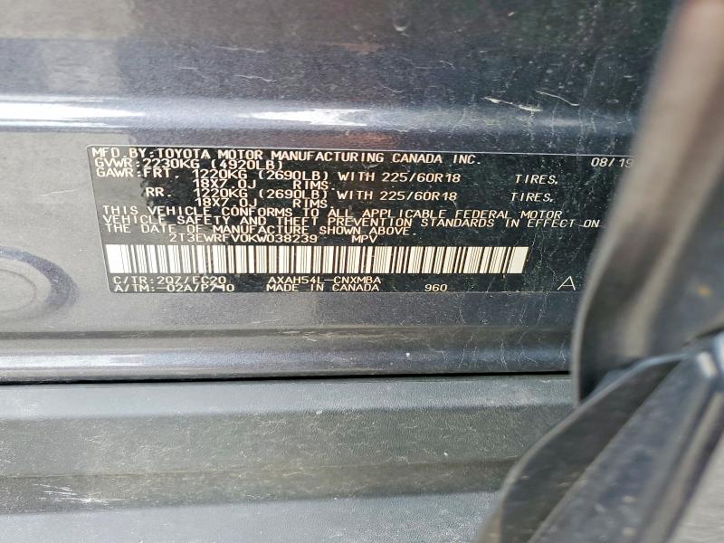 Продаж на аукціоні авто 2019 Toyota Rav4, vin: 2T3EWRFV0KW038239, номер лоту: 55597106