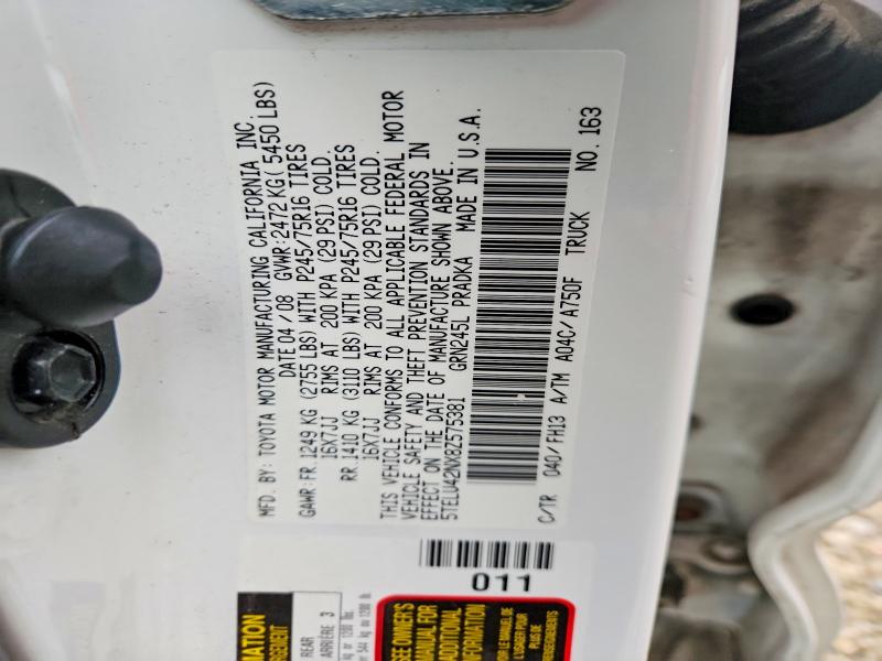 57999596 :رقم المزاد ، 5TELU42NX8Z575381 vin ، 2008 Toyota Tacoma مزاد بيع