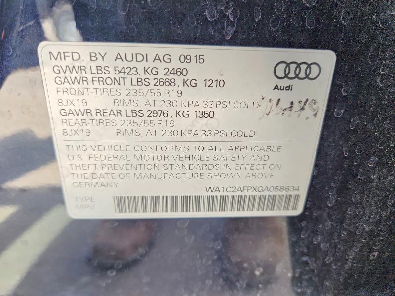 Продаж на аукціоні авто 2016 Audi Q5, vin: WA1C2AFPXGA058634, номер лоту: 55993196