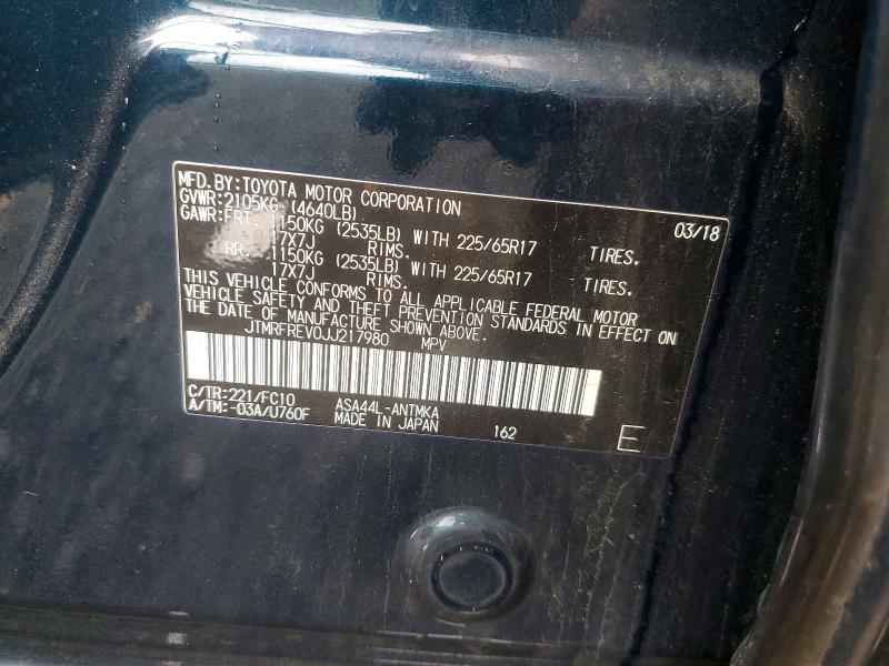Aukcja sprzedaży 2018 Toyota Rav4, vin: JTMRFREV0JJ217980, numer aukcji: 58504166