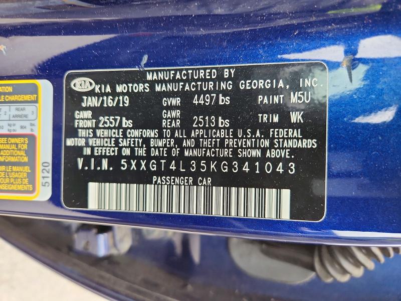 Aukcja sprzedaży 2019 Kia Optima, vin: 5XXGT4L35KG341043, numer aukcji: 57000066