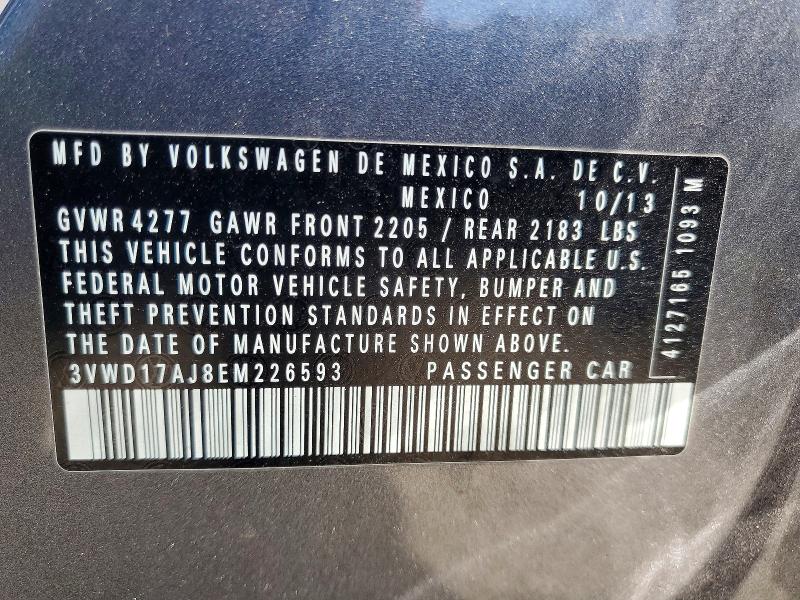 Aukcja sprzedaży 2014 Volkswagen Jetta, vin: 3VWD17AJ8EM226593, numer aukcji: 57231626