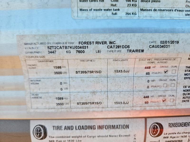 Продаж на аукціоні авто 2019 Foresriver Catalina, vin: 5ZT2CATB7KU034031, номер лоту: 58359086
