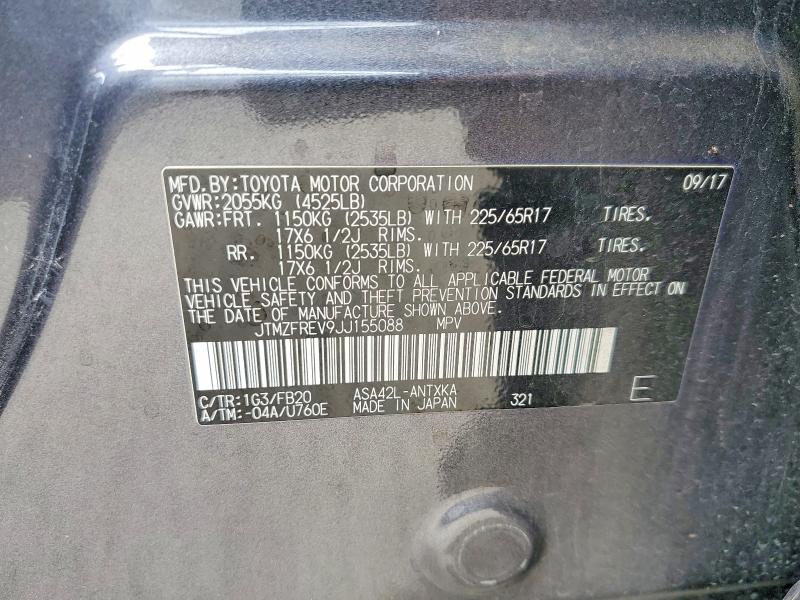 Aukcja sprzedaży 2018 Toyota Rav4, vin: JTMZFREV9JJ155088, numer aukcji: 56539236