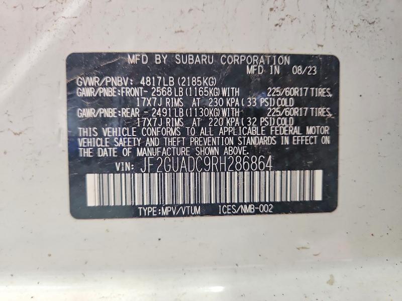 Aukcja sprzedaży 2024 Subaru Crosstrek, vin: JF2GUADC9RH286864, numer aukcji: 56689336
