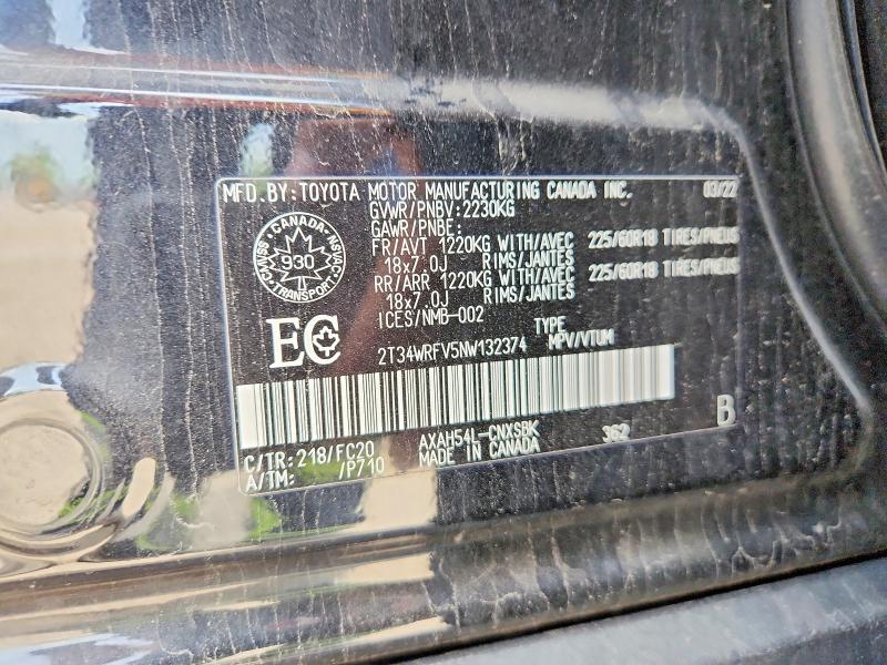 2022 Toyota Rav4 მანქანა იყიდება აუქციონზე, vin: 2T34WRFV5NW132374, აუქციონის ნომერი: 58538876