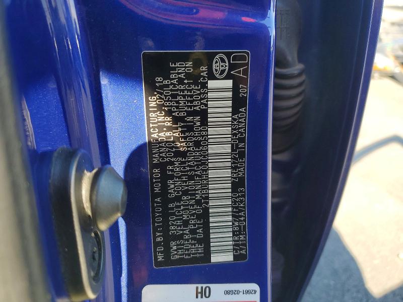 57206136 :رقم المزاد ، 2T1BURHE0JC060580 vin ، 2018 Toyota Corolla مزاد بيع