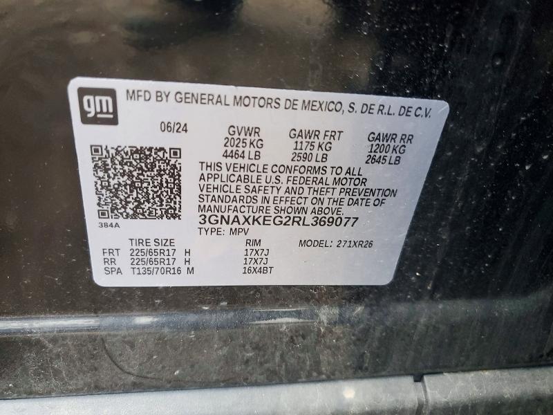 Aukcja sprzedaży 2024 Chevrolet Equinox, vin: 3GNAXKEG2RL369077, numer aukcji: 58708706