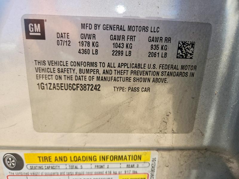 Продажа на аукционе авто 2012 Chevrolet Malibu Ls, vin: 1G1ZA5EU6CF387242, номер лота: 57953336