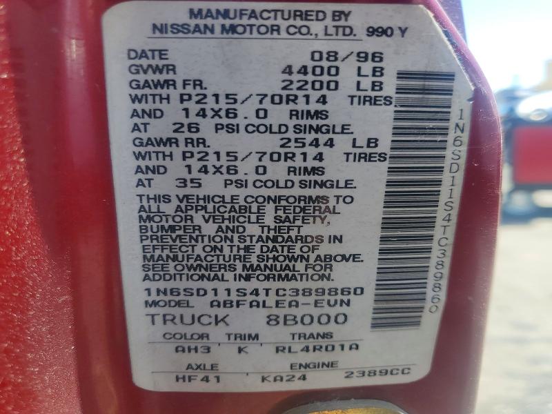 1996 Nissan Truck მანქანა იყიდება აუქციონზე, vin: 1N6SD11S4TC389860, აუქციონის ნომერი: 56411296