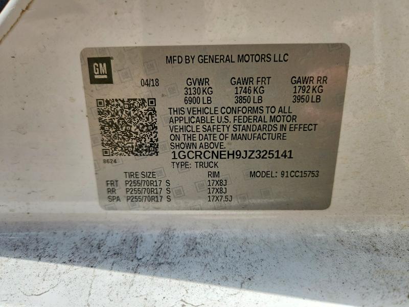2018 Chevrolet Silverado მანქანა იყიდება აუქციონზე, vin: 1GCRCNEH9JZ325141, აუქციონის ნომერი: 59748246