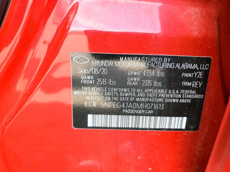 2021 Hyundai Sonata მანქანა იყიდება აუქციონზე, vin: 5NPEG4JA0MH071613, აუქციონის ნომერი: 56088916