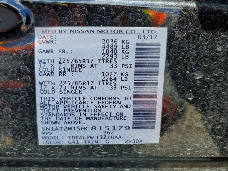 Продажа на аукционе авто 2017 Nissan Rogue, vin: 5N1AT2MT5HC815179, номер лота: 56980976