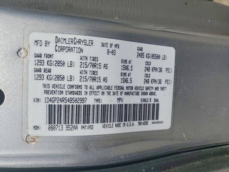 2004 Dodge Grand Caravan მანქანა იყიდება აუქციონზე, vin: 1D4GP24R54B502997, აუქციონის ნომერი: 55794936