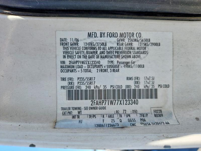 Продаж на аукціоні авто 2007 Ford Crown Victoria, vin: 2FAHP71W77X123340, номер лоту: 58787446