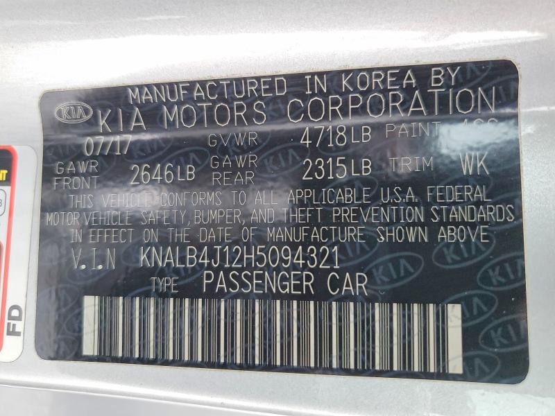 57270996 :رقم المزاد ، KNALB4J12H5094321 vin ، 2017 Kia Cadenza مزاد بيع
