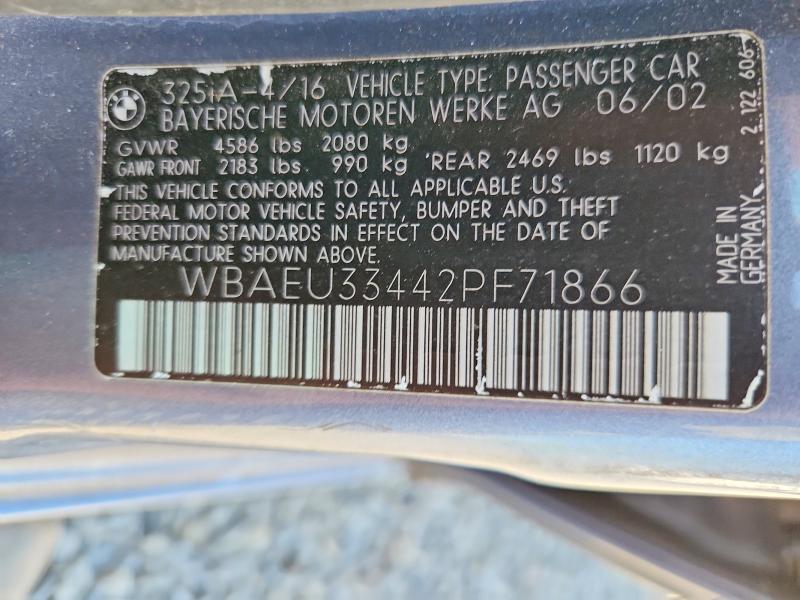 Продажа на аукционе авто 2002 Bmw 325, vin: WBAEU33442PF71866, номер лота: 54514446