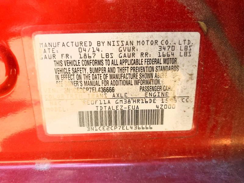 56799656 :رقم المزاد ، 3N1CE2CP7EL436666 vin ، 2014 Nissan Versa Note مزاد بيع