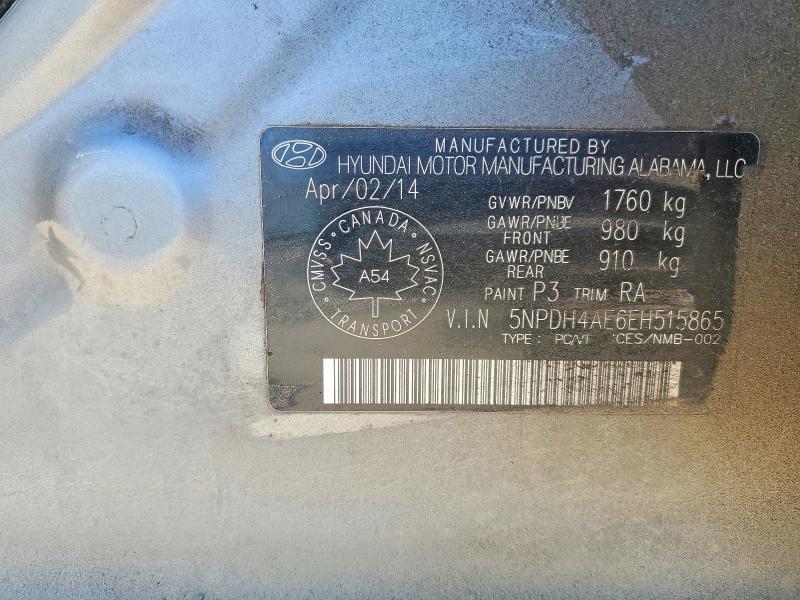 Aukcja sprzedaży 2014 Hyundai Elantra, vin: 5NPDH4AE6EH515865, numer aukcji: 57878126