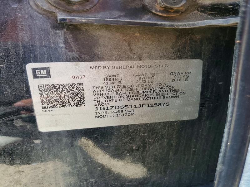 58737146 :رقم المزاد ، 1G1ZD5ST1JF115875 vin ، 2018 Chevrolet Malibu مزاد بيع