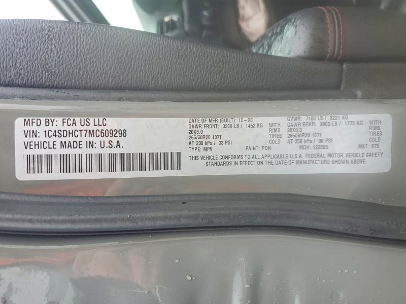 Aukcja sprzedaży 2021 Dodge Durango, vin: 1C4SDHCT7MC609298, numer aukcji: 57593696