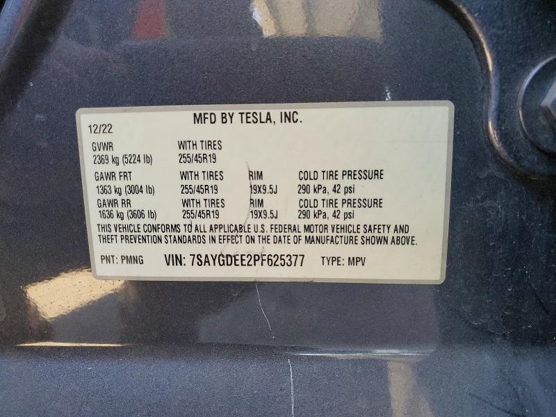 58231856 :رقم المزاد ، 7SAYGDEE2PF625377 vin ، 2023 Tesla Model Y مزاد بيع