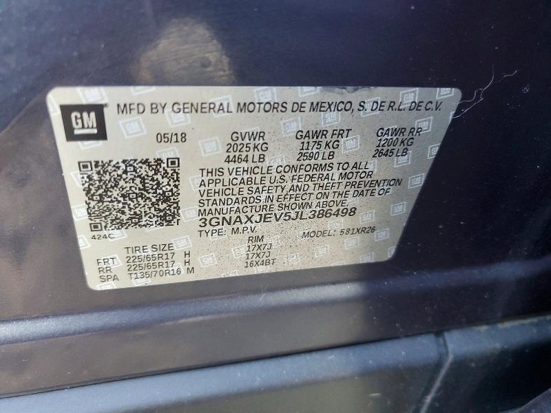 Продажа на аукционе авто 2018 Chevrolet Equinox, vin: 3GNAXJEV5JL386498, номер лота: 57231976