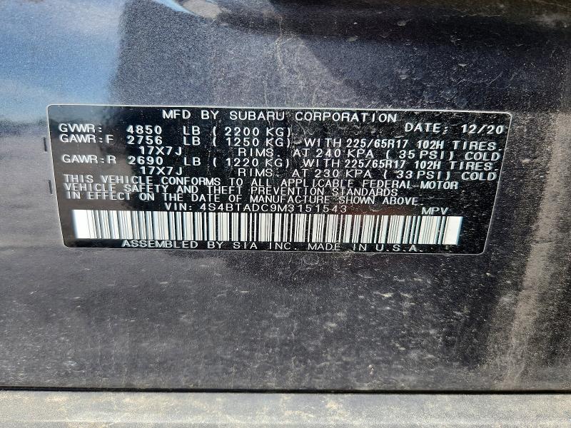 56251306 :رقم المزاد ، 4S4BTADC9M3151543 vin ، 2021 Subaru Outback مزاد بيع