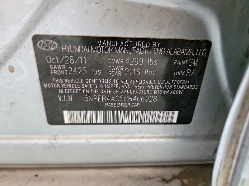 58048066 :رقم المزاد ، 5NPEB4AC5CH406928 vin ، 2012 Hyundai Sonata مزاد بيع