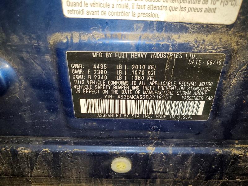 2011 Subaru Legacy მანქანა იყიდება აუქციონზე, vin: 4S3BMCA62B3218251, აუქციონის ნომერი: 59170956