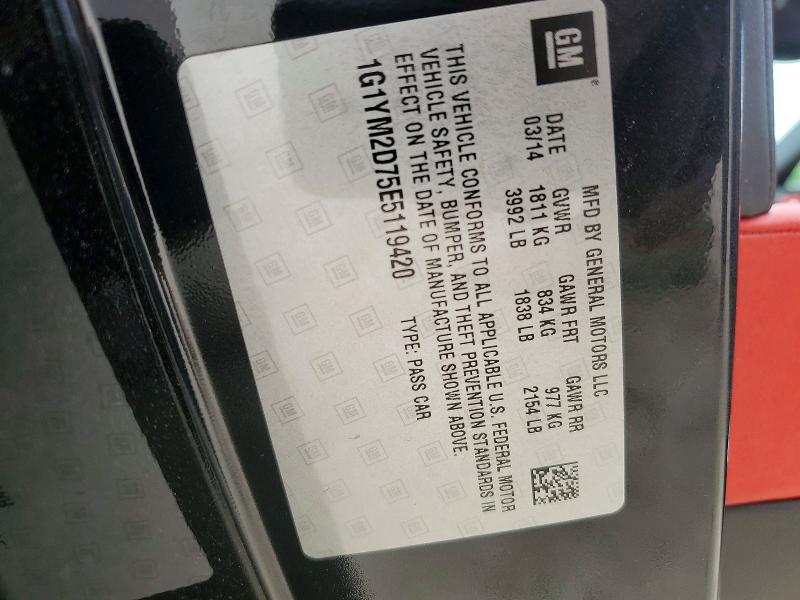 Продажа на аукционе авто 2014 Chevrolet Corvette, vin: 1G1YM2D75E5119420, номер лота: 56835006