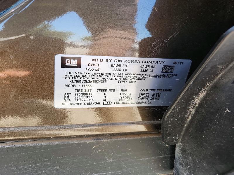 57888426 :رقم المزاد ، KL79MVSL3NB024365 vin ، 2022 Chevrolet Trailblazer مزاد بيع