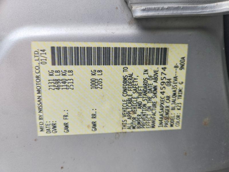 58951466 :رقم المزاد ، 1N4AA5APXEC459574 vin ، 2014 Nissan Maxima مزاد بيع