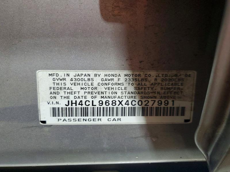 Продажа на аукционе авто 2004 Acura Tsx, vin: JH4CL968X4C027991, номер лота: 57583676