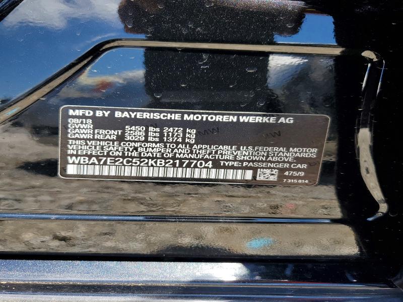 Продаж на аукціоні авто 2019 Bmw 740, vin: WBA7E2C52KB217704, номер лоту: 57572256