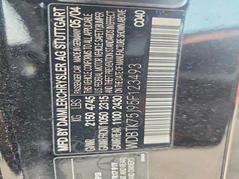 57698106 :رقم المزاد ، WDBTK75J95F123493 vin ، 2005 Mercedes-benz Clk مزاد بيع